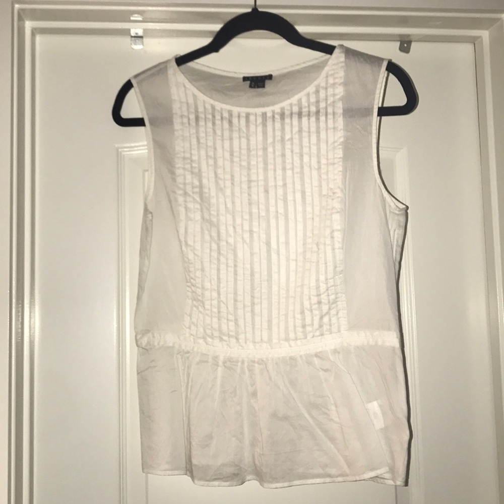 Theory white sleeveless peplum blouse